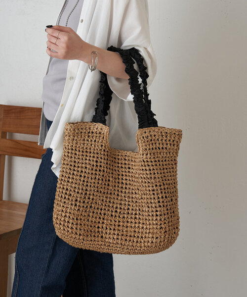 Jena espace merveilleux（ジェナ　エスパスメルヴェイユ）の「フリルハンドルトートバッグ（トートバッグ・レディース・ブラック/ベージュ・FREE）」の12枚目の写真