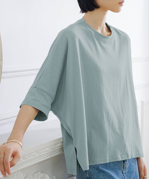 2色 カジュアルシンプル 半袖 スキニーTシャツ スリムカットソー fdc4513-01.jpg