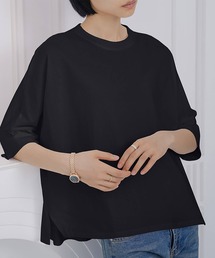 Tシャツ レディース 夏 春 半袖 五分袖 シャツ カットソー カジュアル トップス 大きいサイズ 大きめ ゆったり 無地 シンプル クルーネック 20代 30代 40代 50代 60代 綿100% コットン100% 涼しい 春夏