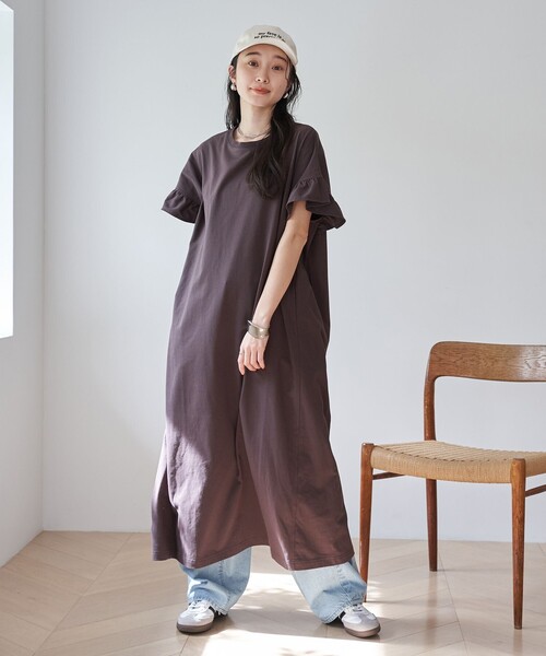 coen(コーエン)の「エマール検証済み【UVカット・接触冷感】WELLTECT USA フリルワンピース(ワンピース・レディース・ネイビー/ブラック/ダークブラウン・FREE)」の9枚目の写真