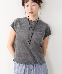 Bab | 【一枚でもインナーにもおすすめ◎】シアーベロアフレンチスリーブカットソー(Tシャツ/カットソー)