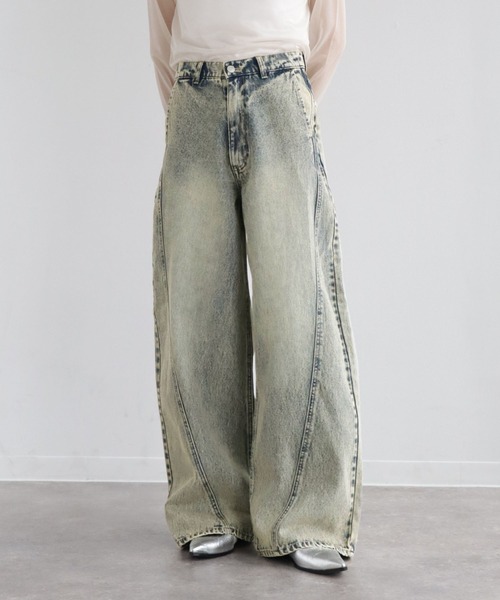 NOGLE（ノグル）の「【NOGLE/ノグル】ケミカルラインバギーデニム（デニムパンツ・レディース・ライトブルー/ブラック/ブルー系その他・S/M）」の6枚目の写真