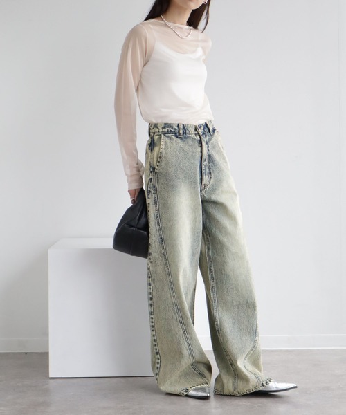 NOGLE（ノグル）の「【NOGLE/ノグル】ケミカルラインバギーデニム（デニムパンツ・レディース・ライトブルー/ブラック/ブルー系その他・S/M）」の15枚目の写真