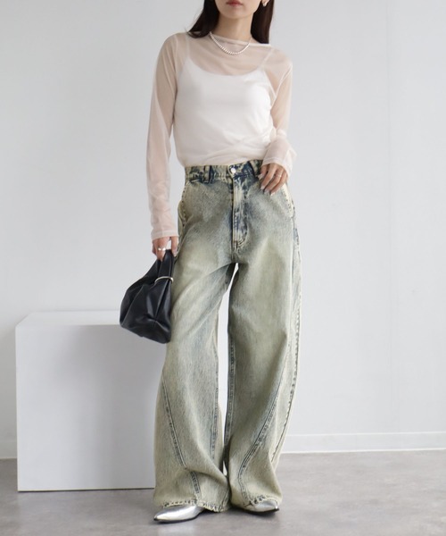 NOGLE（ノグル）の「【NOGLE/ノグル】ケミカルラインバギーデニム（デニムパンツ・レディース・ライトブルー/ブラック/ブルー系その他・S/M）」の16枚目の写真