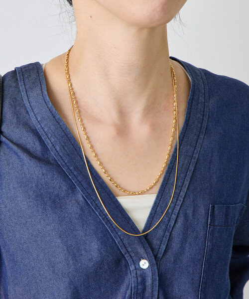 Jena espace merveilleux(ジェナ エスパスメルヴェイユ)の「ボールチェーン2連ネックレス(リング・レディース・シルバー/ゴールド・FREE)」の2枚目の写真