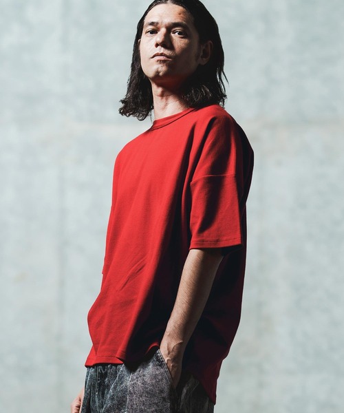 GLIMCLAP（グリムクラップ）の「mt9699- Cordlane fraise fabric boxy silhouette T-shirt Tシャツ（Tシャツ/カットソー・メンズ・ブラック/ブルー/ホワイト/レッド・S/M/L）」の4枚目の写真