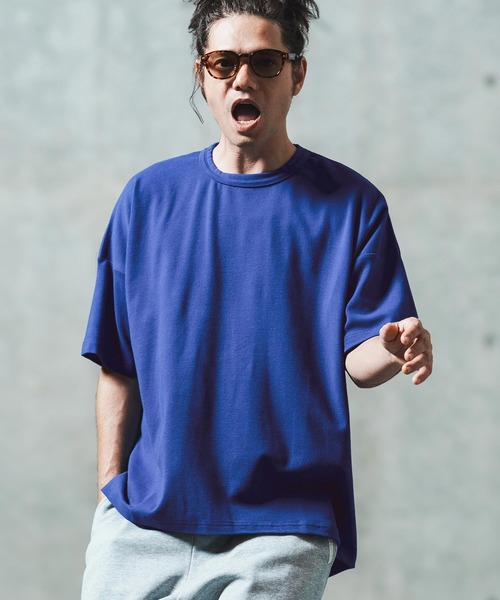 GLIMCLAP（グリムクラップ）の「mt9699- Cordlane fraise fabric boxy silhouette T-shirt Tシャツ（Tシャツ/カットソー・メンズ・ブラック/ブルー/ホワイト/レッド・S/M/L）」の6枚目の写真
