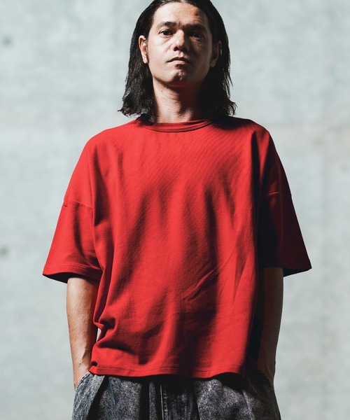 GLIMCLAP（グリムクラップ）の「mt9699- Cordlane fraise fabric boxy silhouette T-shirt Tシャツ（Tシャツ/カットソー・メンズ・ブラック/ブルー/ホワイト/レッド・S/M/L）」の17枚目の写真