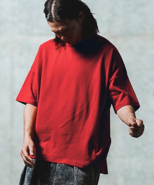 GLIMCLAP（グリムクラップ）の「mt9699- Cordlane fraise fabric boxy silhouette T-shirt Tシャツ（Tシャツ/カットソー・メンズ・ブラック/ブルー/ホワイト/レッド・S/M/L）」の18枚目の写真