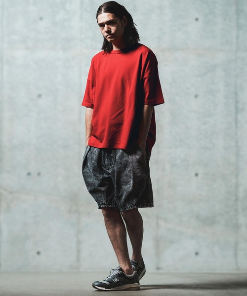 GLIMCLAP（グリムクラップ）の「mt9699- Cordlane fraise fabric boxy silhouette T-shirt Tシャツ（Tシャツ/カットソー・メンズ・ブラック/ブルー/ホワイト/レッド・S/M/L）」の19枚目の写真