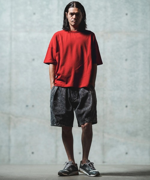 GLIMCLAP（グリムクラップ）の「mt9699- Cordlane fraise fabric boxy silhouette T-shirt Tシャツ（Tシャツ/カットソー・メンズ・ブラック/ブルー/ホワイト/レッド・S/M/L）」の20枚目の写真
