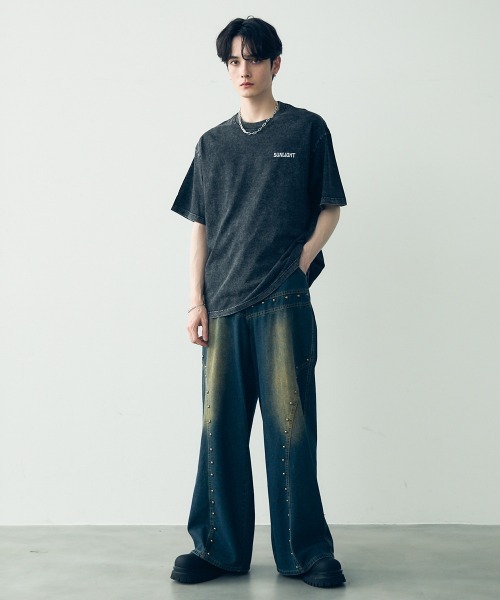 セール】Oversized pigment dye print T-shirt / オーバーサイズ