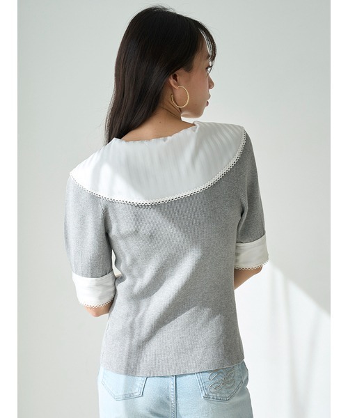 TeawongSustainableスカーフブラウスドッキングプルオーバー SNIDEL ニット セーター Sustainableスカーフブラウスドッキング