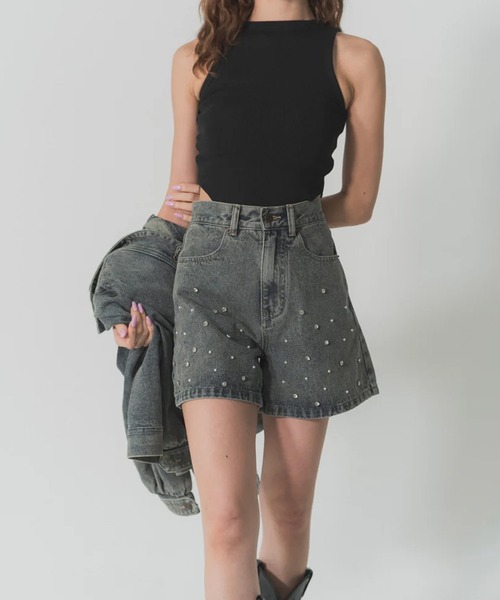 RANCLIC(ランクリック)の「ビジューデニムショートパンツ(デニムパンツ・レディース・ブルー・S/M)」の7枚目の写真