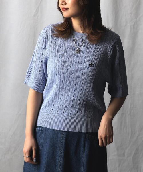 Right-on（ライトオン）の「BEVERLY HILLS POLO CLUB(ビバリーヒルズポロクラブ)【レディース】【限定展開】ワンポイントニット（ニット/セーター・レディース・ホワイト/サックスブルー/ネイビー・M）」の19枚目の写真