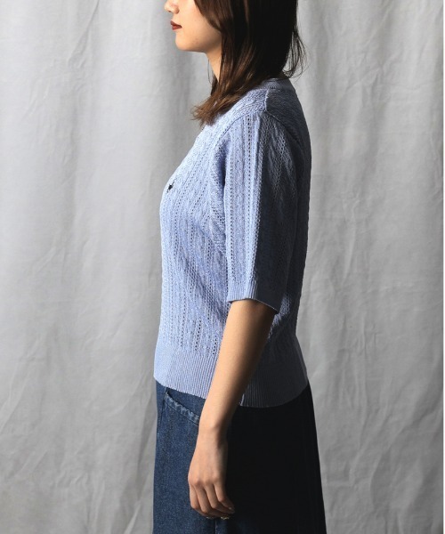 Right-on（ライトオン）の「BEVERLY HILLS POLO CLUB(ビバリーヒルズポロクラブ)【レディース】【限定展開】ワンポイントニット（ニット/セーター・レディース・ホワイト/サックスブルー/ネイビー・M）」の11枚目の写真