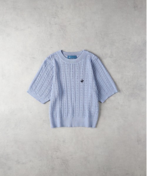 Right-on（ライトオン）の「BEVERLY HILLS POLO CLUB(ビバリーヒルズポロクラブ)【レディース】【限定展開】ワンポイントニット（ニット/セーター・レディース・ホワイト/サックスブルー/ネイビー・M）」の9枚目の写真