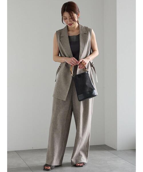 Te chichi（テチチ）の「ラメリネンミックステーラードジレ（セットアップ可）《2025summer catalog item》（ベスト・レディース・ベージュ/ブラック・F）」の7枚目の写真