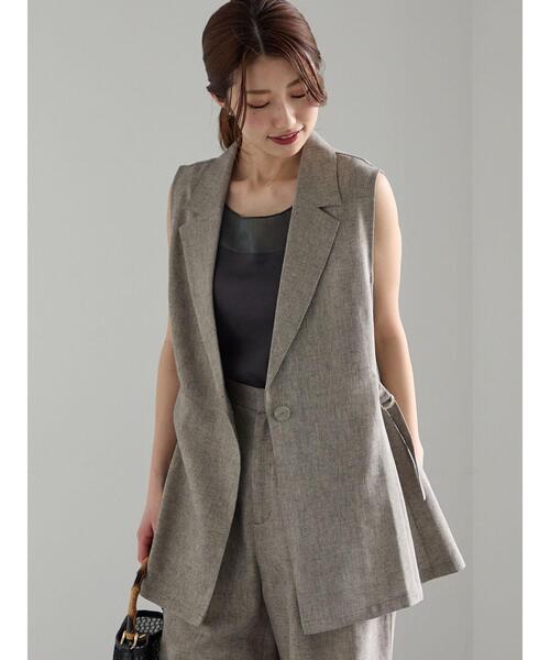 Te chichi（テチチ）の「ラメリネンミックステーラードジレ（セットアップ可）《2025summer catalog item》（ベスト・レディース・ベージュ/ブラック・F）」の9枚目の写真