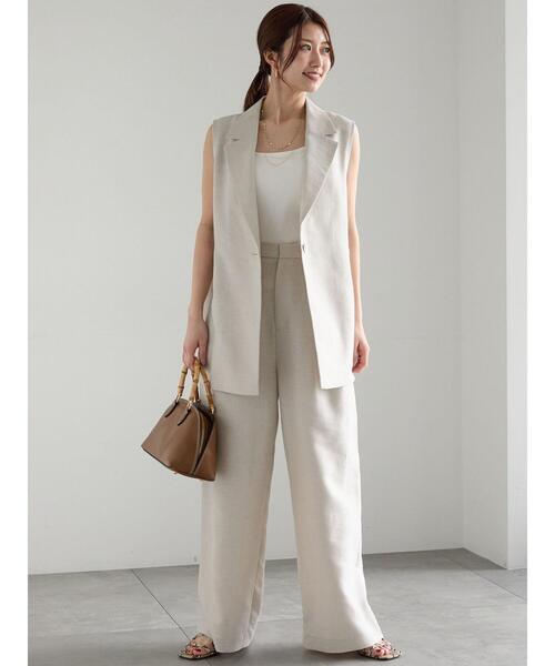 Te chichi（テチチ）の「ラメリネンミックステーラードジレ（セットアップ可）《2025summer catalog item》（ベスト・レディース・ベージュ/ブラック・F）」の10枚目の写真