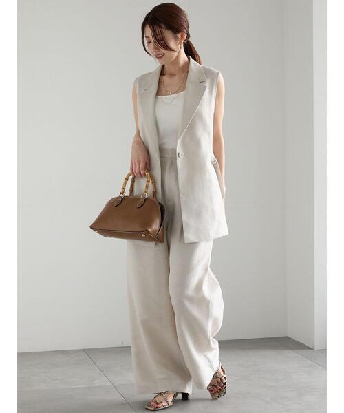 Te chichi（テチチ）の「ラメリネンミックステーラードジレ（セットアップ可）《2025summer catalog item》（ベスト・レディース・ベージュ/ブラック・F）」の11枚目の写真