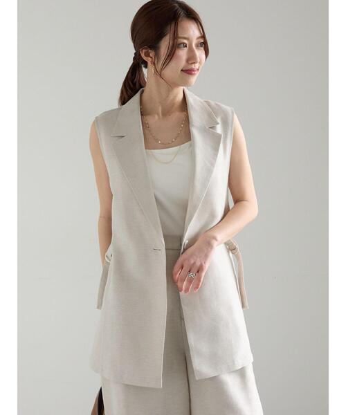 Te chichi（テチチ）の「ラメリネンミックステーラードジレ（セットアップ可）《2025summer catalog item》（ベスト・レディース・ベージュ/ブラック・F）」の12枚目の写真