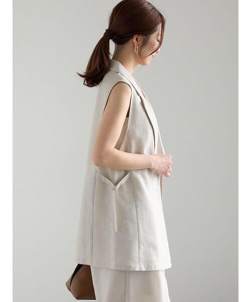 Te chichi（テチチ）の「ラメリネンミックステーラードジレ（セットアップ可）《2025summer catalog item》（ベスト・レディース・ベージュ/ブラック・F）」の14枚目の写真