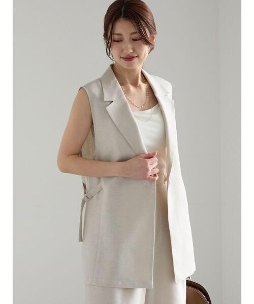 Te chichi（テチチ）の「ラメリネンミックステーラードジレ（セットアップ可）《2025summer catalog item》（ベスト・レディース・ベージュ/ブラック・F）」の15枚目の写真