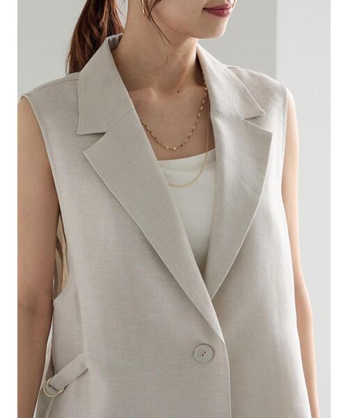 Te chichi（テチチ）の「ラメリネンミックステーラードジレ（セットアップ可）《2025summer catalog item》（ベスト・レディース・ベージュ/ブラック・F）」の16枚目の写真