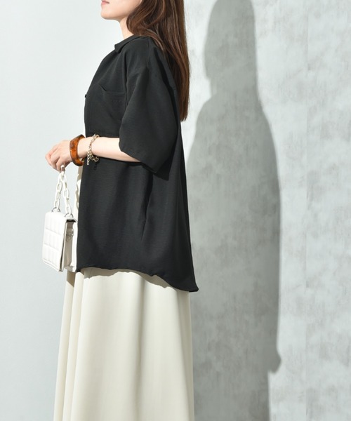 INTERPLANET（インタープラネット）の「パウダーデシン５分袖シャツ（シャツ/ブラウス・レディース・アイボリー/ブラック・FREE）」の14枚目の写真