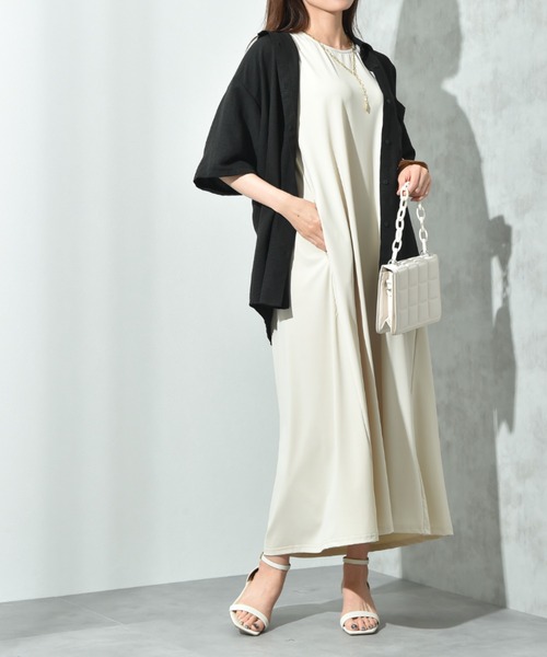 INTERPLANET（インタープラネット）の「パウダーデシン５分袖シャツ（シャツ/ブラウス・レディース・アイボリー/ブラック・FREE）」の16枚目の写真