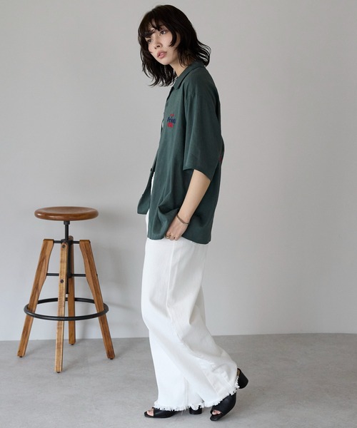 SOTT（ソット）の「Orion Beer Embroidered Shirt　オリオンビール刺繍半袖開襟シャツ（シャツ/ブラウス・レディース・ベージュ/オフホワイト/グリーン・FREE/LARGE）」の10枚目の写真