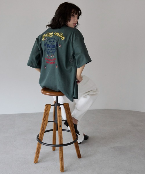 SOTT（ソット）の「Orion Beer Embroidered Shirt　オリオンビール刺繍半袖開襟シャツ（シャツ/ブラウス・レディース・ベージュ/オフホワイト/グリーン・FREE/LARGE）」の12枚目の写真