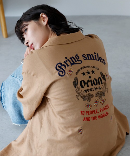 SOTT（ソット）の「Orion Beer Embroidered Shirt　オリオンビール刺繍半袖開襟シャツ（シャツ/ブラウス・レディース・ベージュ/オフホワイト/グリーン・FREE/LARGE）」の16枚目の写真