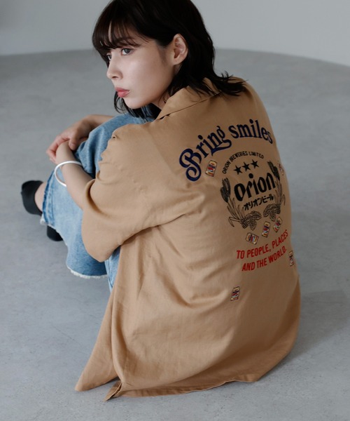 SOTT（ソット）の「Orion Beer Embroidered Shirt　オリオンビール刺繍半袖開襟シャツ（シャツ/ブラウス・レディース・ベージュ/オフホワイト/グリーン・FREE/LARGE）」の17枚目の写真