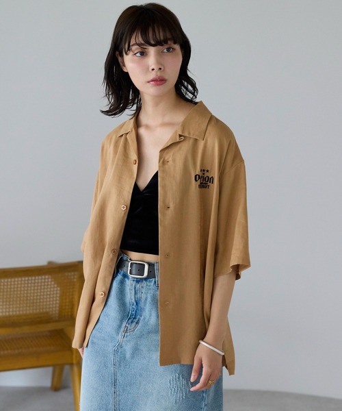 SOTT（ソット）の「Orion Beer Embroidered Shirt　オリオンビール刺繍半袖開襟シャツ（シャツ/ブラウス・レディース・ベージュ/オフホワイト/グリーン・FREE/LARGE）」の18枚目の写真