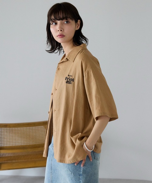 SOTT（ソット）の「Orion Beer Embroidered Shirt　オリオンビール刺繍半袖開襟シャツ（シャツ/ブラウス・レディース・ベージュ/オフホワイト/グリーン・FREE/LARGE）」の19枚目の写真