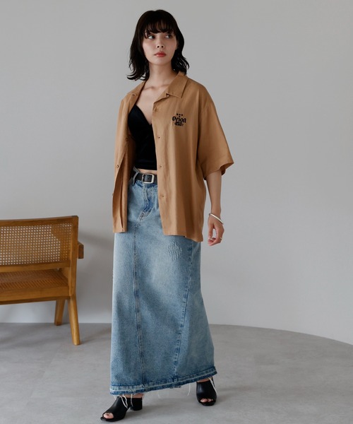 SOTT（ソット）の「Orion Beer Embroidered Shirt　オリオンビール刺繍半袖開襟シャツ（シャツ/ブラウス・レディース・ベージュ/オフホワイト/グリーン・FREE/LARGE）」の21枚目の写真