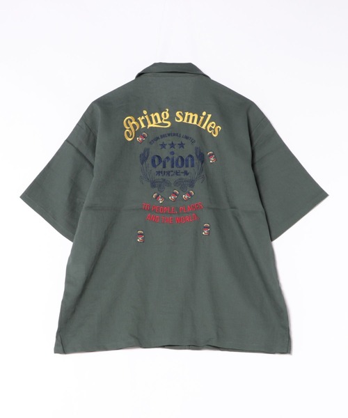 セール】Orion Beer Embroidered Shirt オリオンビール刺繍半袖