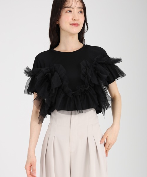 fifth(フィフス)の「【接触冷感】チュールドッキングTシャツ(Tシャツ/カットソー・レディース・ホワイト系その他/ブラウン/ブラック×ブラック・M)」の21枚目の写真