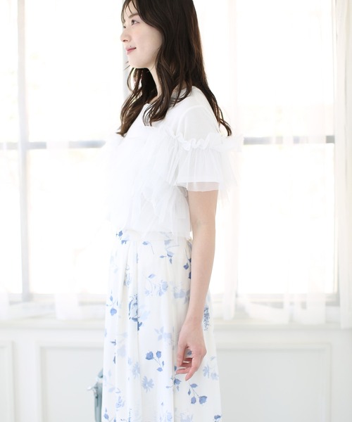 fifth(フィフス)の「【接触冷感】チュールドッキングTシャツ(Tシャツ/カットソー・レディース・ホワイト系その他/ブラウン/ブラック×ブラック・M)」の13枚目の写真