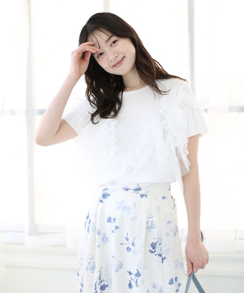 fifth(フィフス)の「【接触冷感】チュールドッキングTシャツ(Tシャツ/カットソー・レディース・ホワイト系その他/ブラウン/ブラック×ブラック・M)」の12枚目の写真