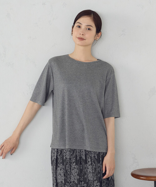 COMME CA ISM(コムサイズム)の「ラメフライス ボートネックカットソー(Tシャツ/カットソー・レディース・グレー/サックスブルー・FREE)」の6枚目の写真