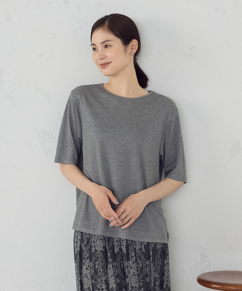 COMME CA ISM(コムサイズム)の「ラメフライス ボートネックカットソー(Tシャツ/カットソー・レディース・グレー/サックスブルー・FREE)」の7枚目の写真