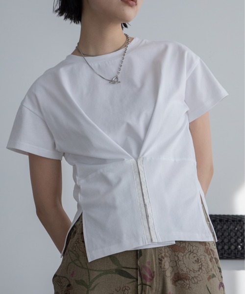 コルセットライクショートスリーブトップス（Tシャツ/カットソー