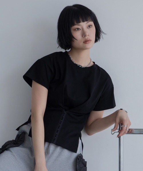 セール】コルセットライクショートスリーブトップス（Tシャツ