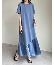 [接触冷感][低身長サイズ有]冷感マシュマロカットソー切り替えワンピース