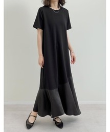 [接触冷感][低身長サイズ有]冷感マシュマロカットソー切り替えワンピース