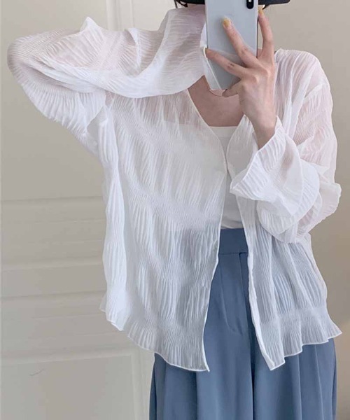 shoppinggo(ショッピングゴー)の「シアーカーディガン 透け感 UV対策(カーディガン/ボレロ・レディース・ホワイト/ブラック・FREE)」の9枚目の写真