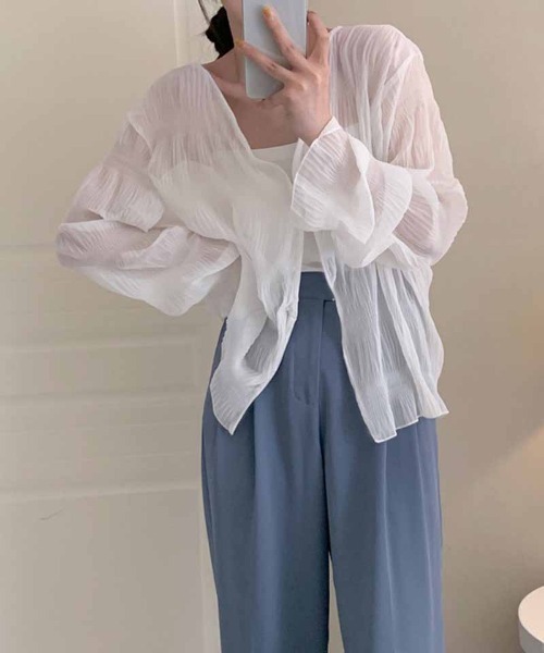 shoppinggo(ショッピングゴー)の「シアーカーディガン 透け感 UV対策(カーディガン/ボレロ・レディース・ホワイト/ブラック・FREE)」の8枚目の写真